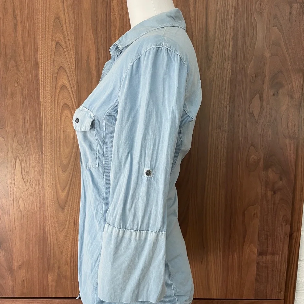 James Perse 3/4 sleeve Button Up Shirt Size 3 - Picture 5 of 7